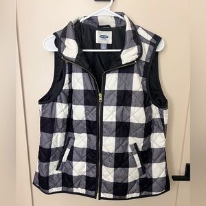 Old Navy Black and White Plaid Vest